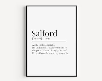 Salford Definition Print, Wall Print for Salfordians, City Definition Print, Salford Print, Manchester Print, Definition Print, Gallery