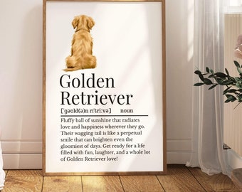 Golden Retriever Definition Print, Wall Print for Golden Retriever Owners, Golden Retriever Wall Print, Golden Retriever Mum Gift, Retriever