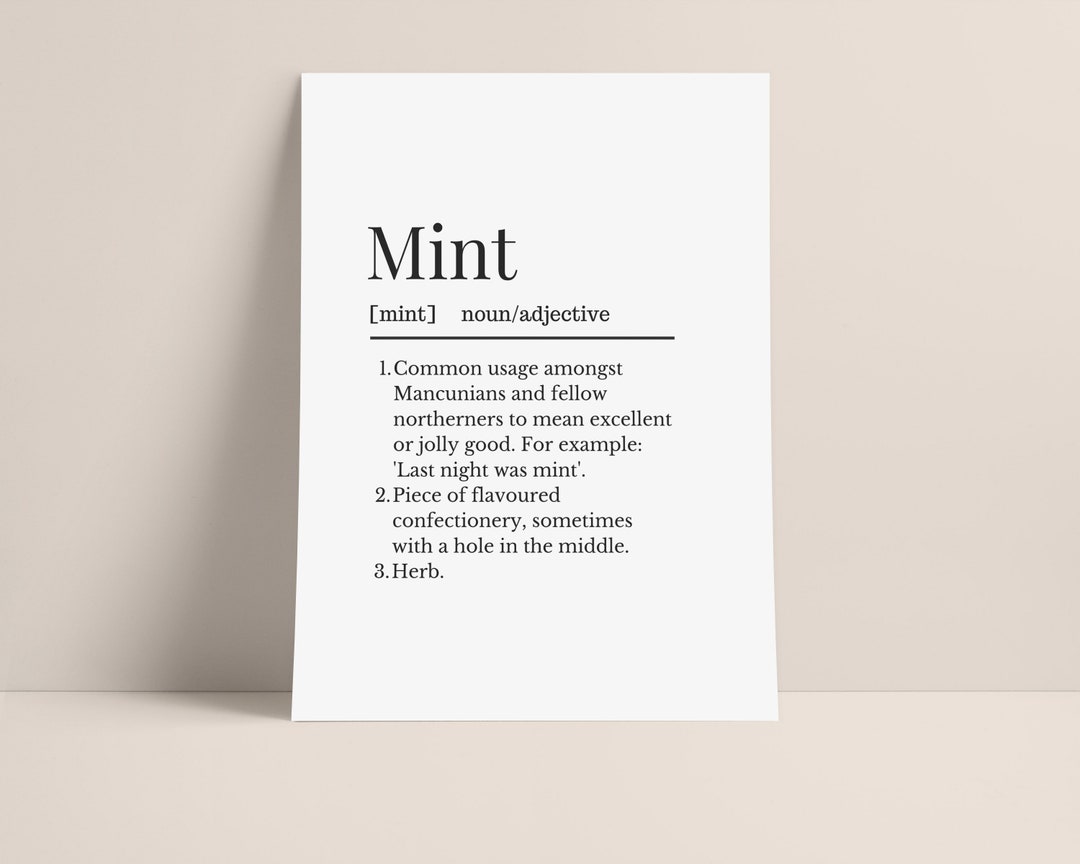 Mint Definition Wall Print Manchester Slang Definition Print Etsy UK