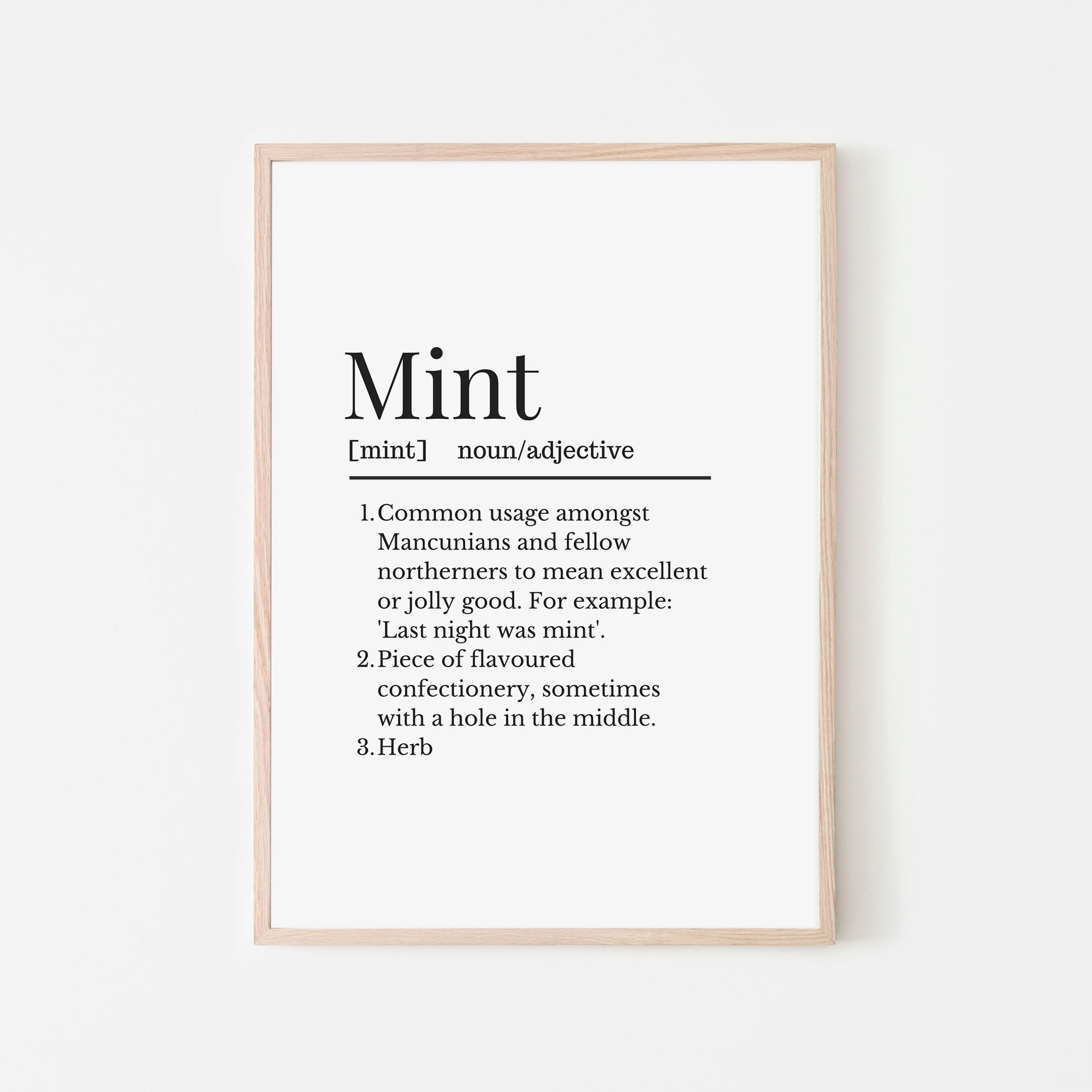 Mint Definition Wall Print Manchester Slang Definition Print Etsy UK