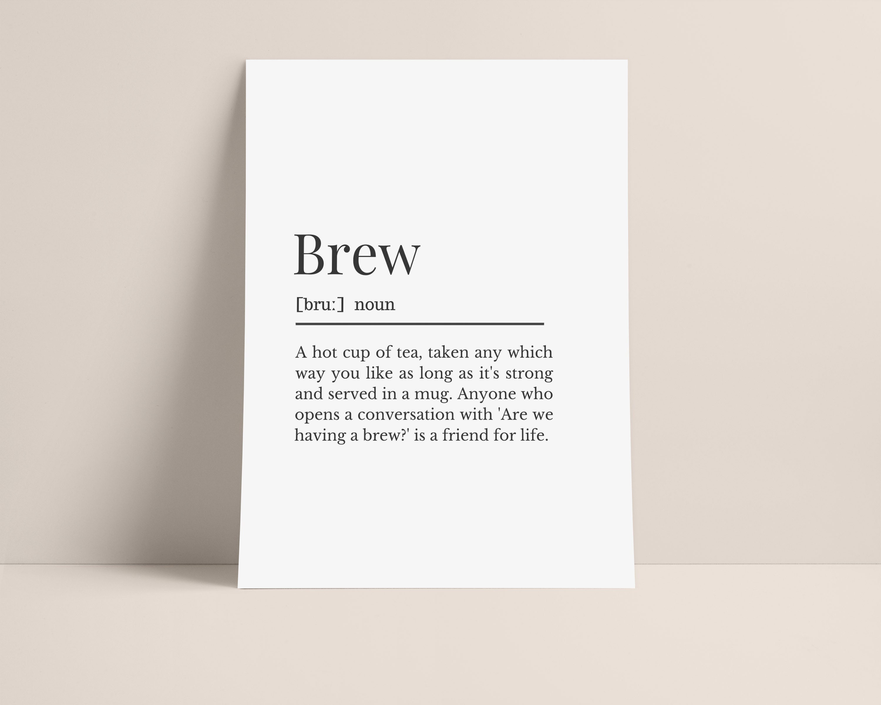 Brew Word Definition Northern Humour Wall Print Gift for a Etsy UK