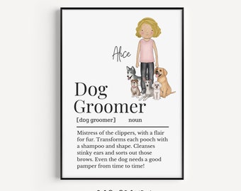 Dog Groomer Definition Print, Definition Print Gift for Professional Dog Groomer, Personalised Dog Groomer Print, Gift for Your Dog Groomer