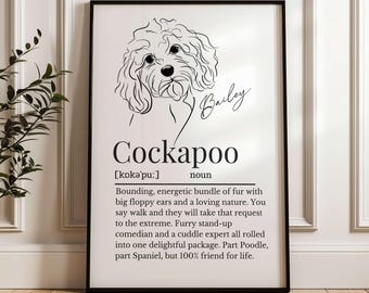 Illustrated Line Art Cockapoo Definition Print