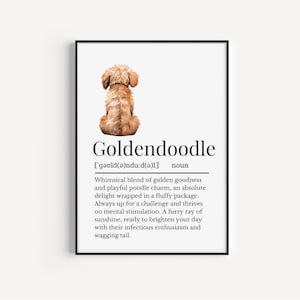 Version numérique imprimée de la définition Goldendoodle. Imprimez vous-même Impression illustrée Goldendoodle