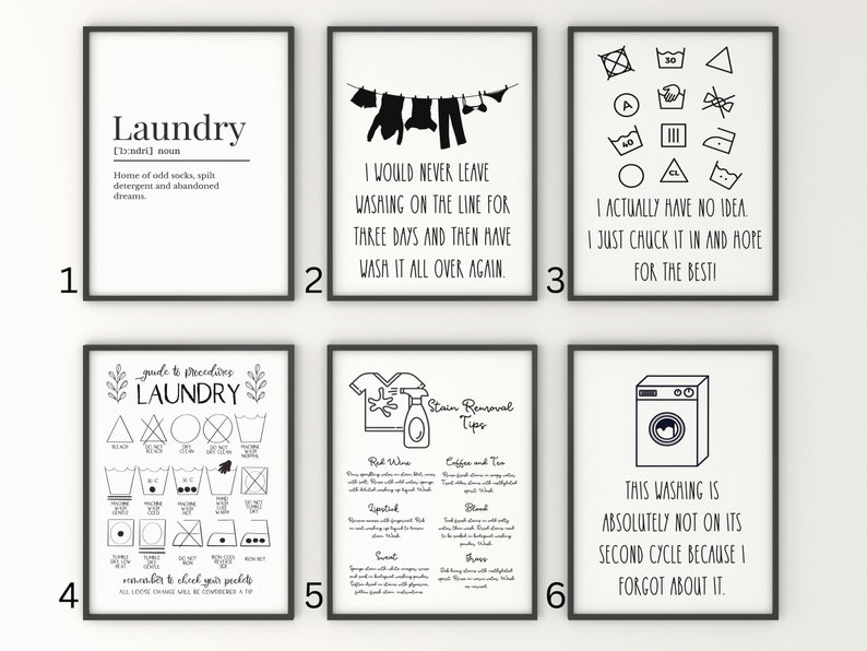 Laundry Prints Utility Room Wall Prints Laundry Room Art Etsy UK