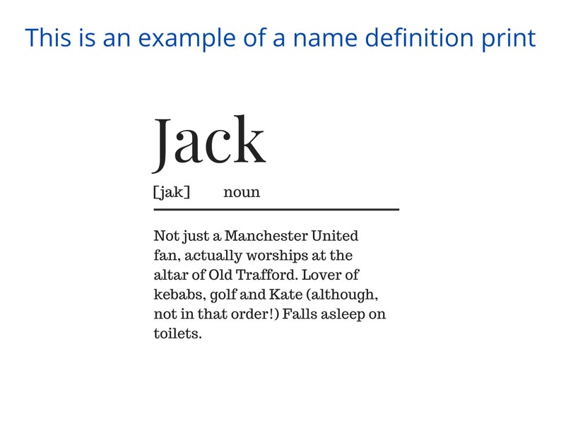 Custom Definition Print Personalised Name Definition Print Etsy UK