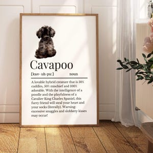 Cavapoo Definition Print Set, Illustrated Cavapoo Wall Art, All Guests ...