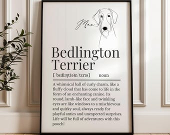Bedlington Terrier Definition Print, Wall Print for Bedlington Terrier Owner, Dog Owner Gift, Bedlington Terrier Mum, Bedlington Terrier