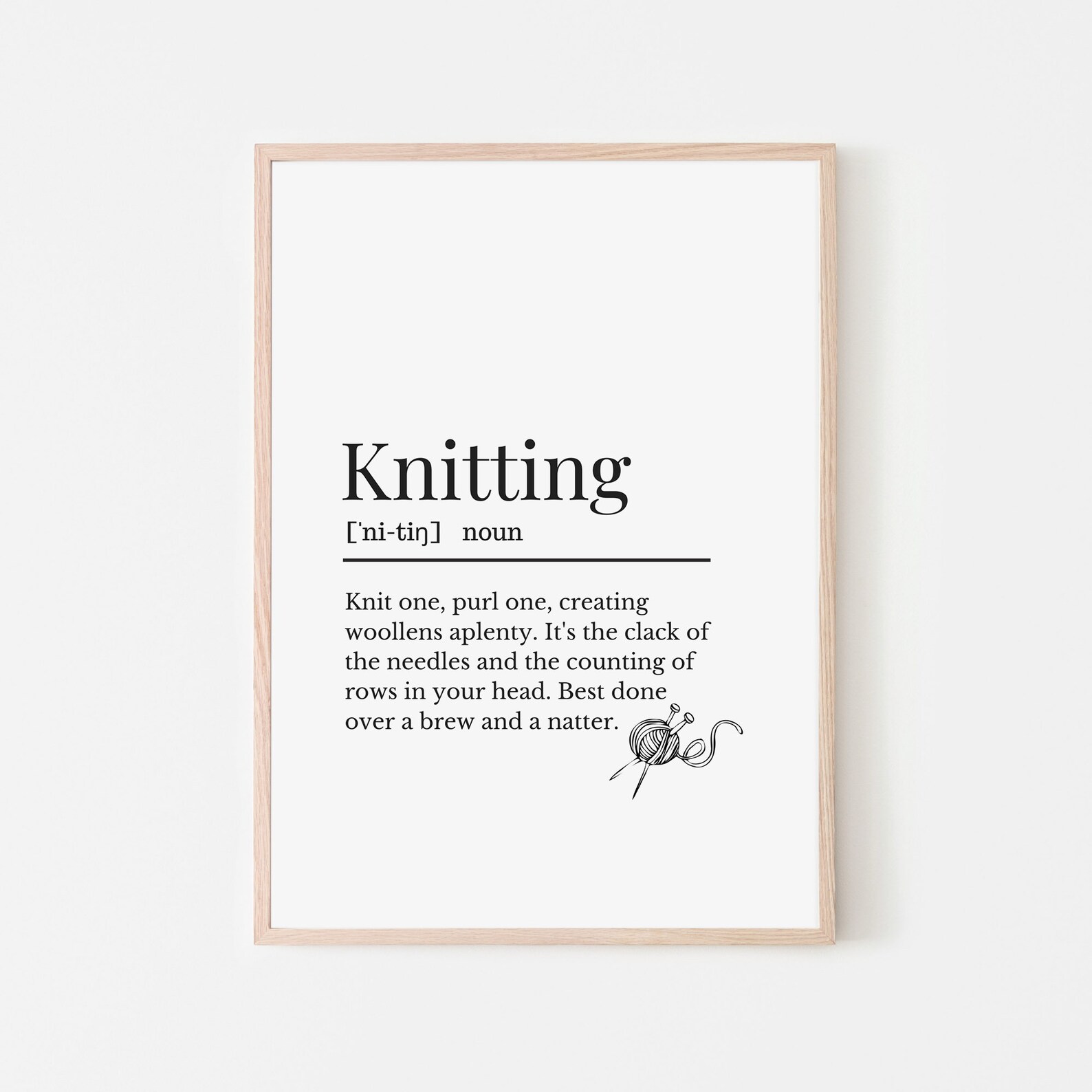 Knitting Definition Print Definition Print for Knitters Gift Etsy UK
