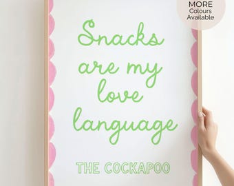 Snacks Are My Love Language Cockapoo Wall Print, Funny Cockapoo Wall Art