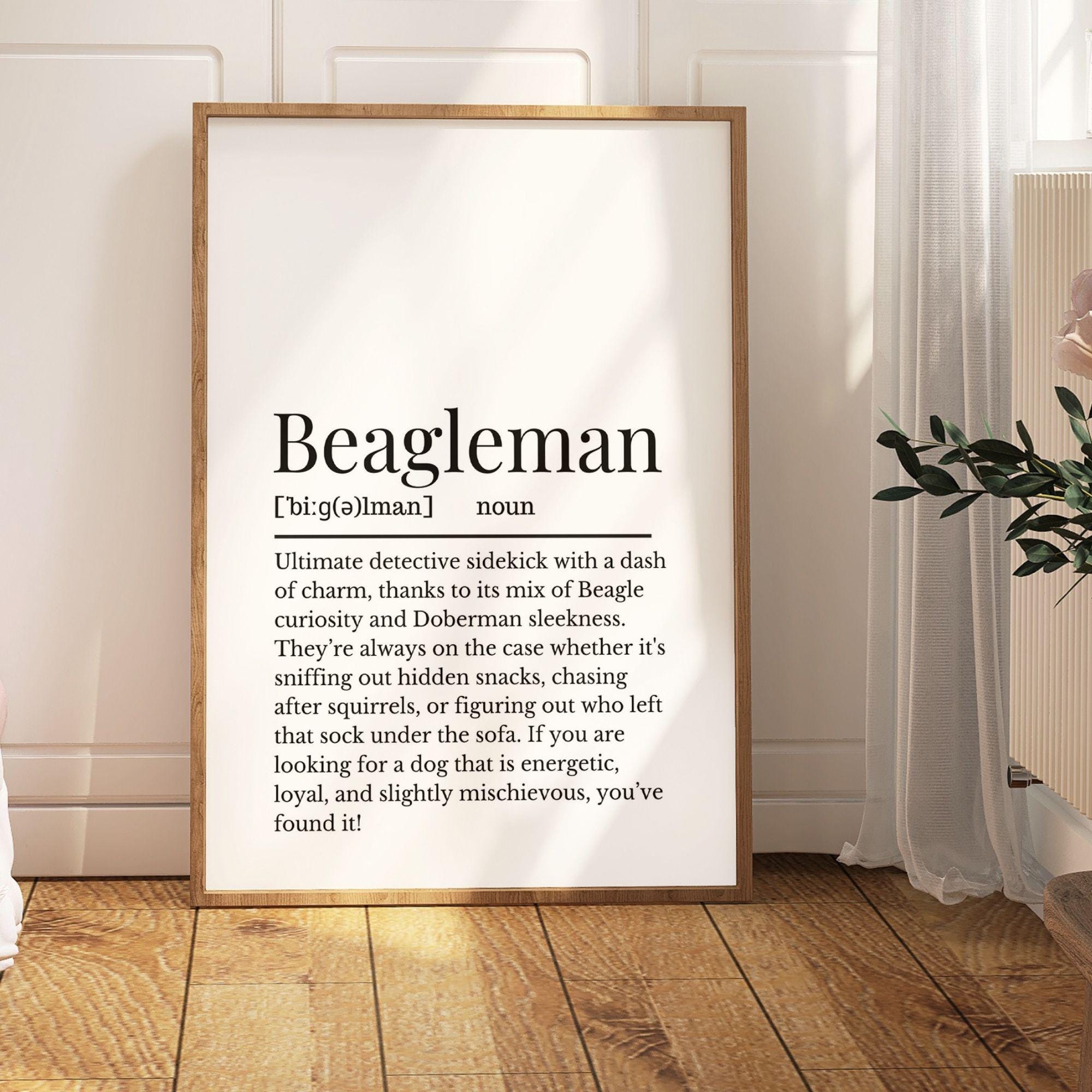 Beagleman Definition Print, Wall Print for Beagleman Owner, Dog Owner ...