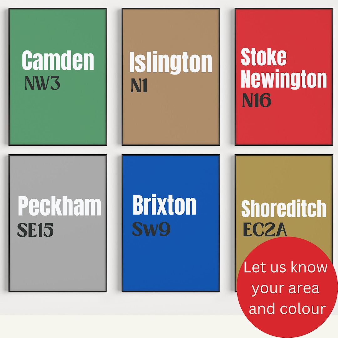 London Prints, London Postcodes Wall Print, London Gifts, Wall Prints