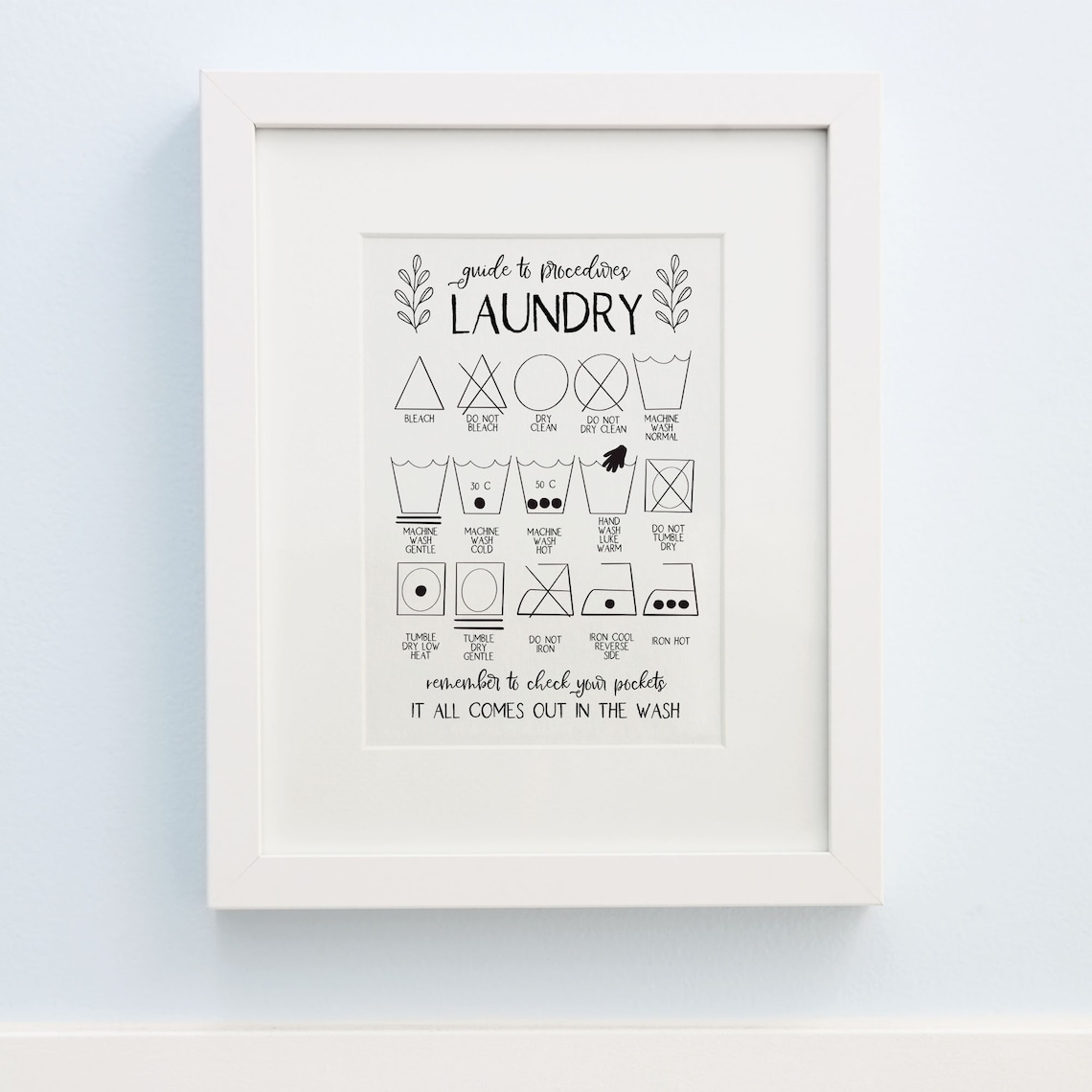 Laundry Instructions Wall Print Print for Laundry Room or | Etsy UK
