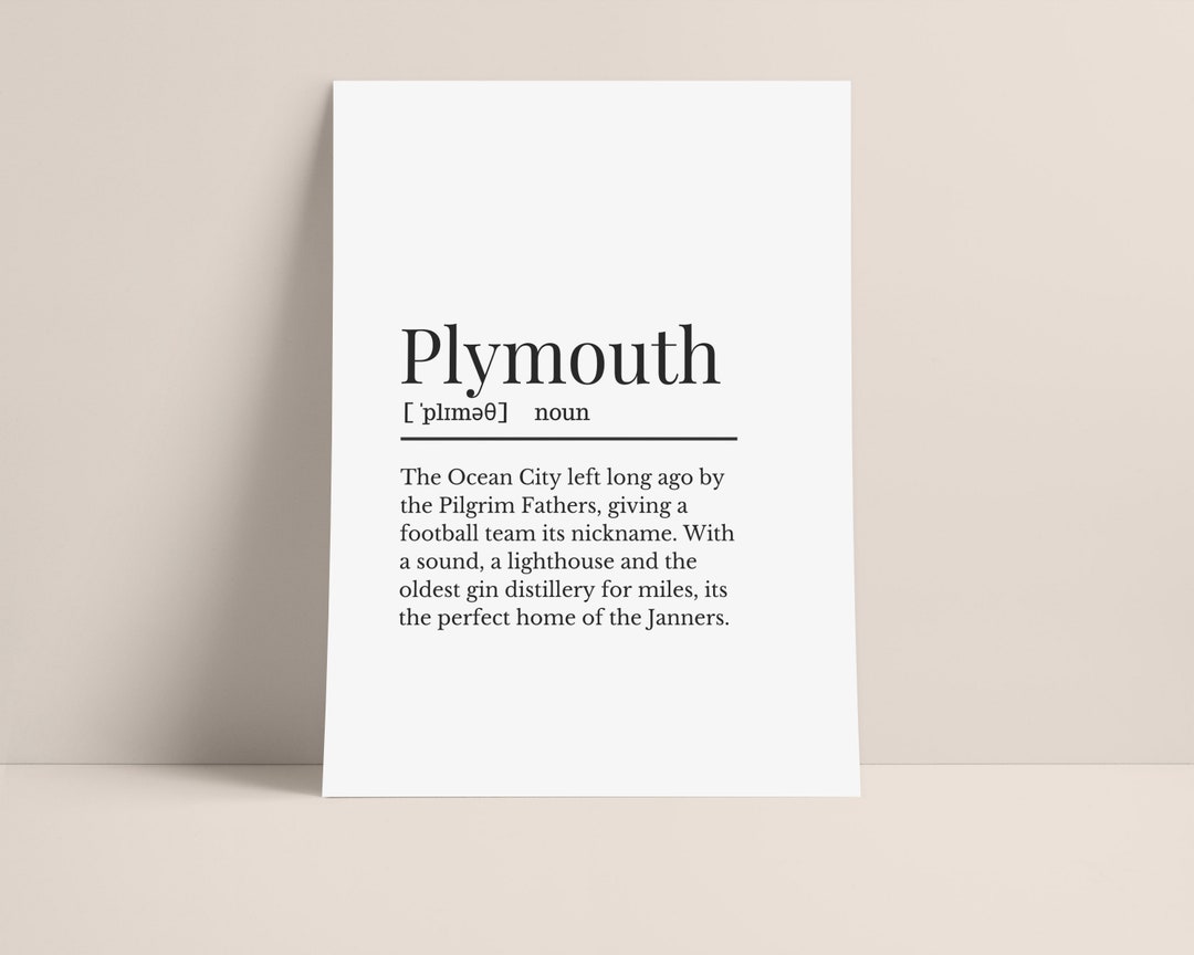 Plymouth Definition Print Plymouth Wall Print UK Cities Wall Etsy