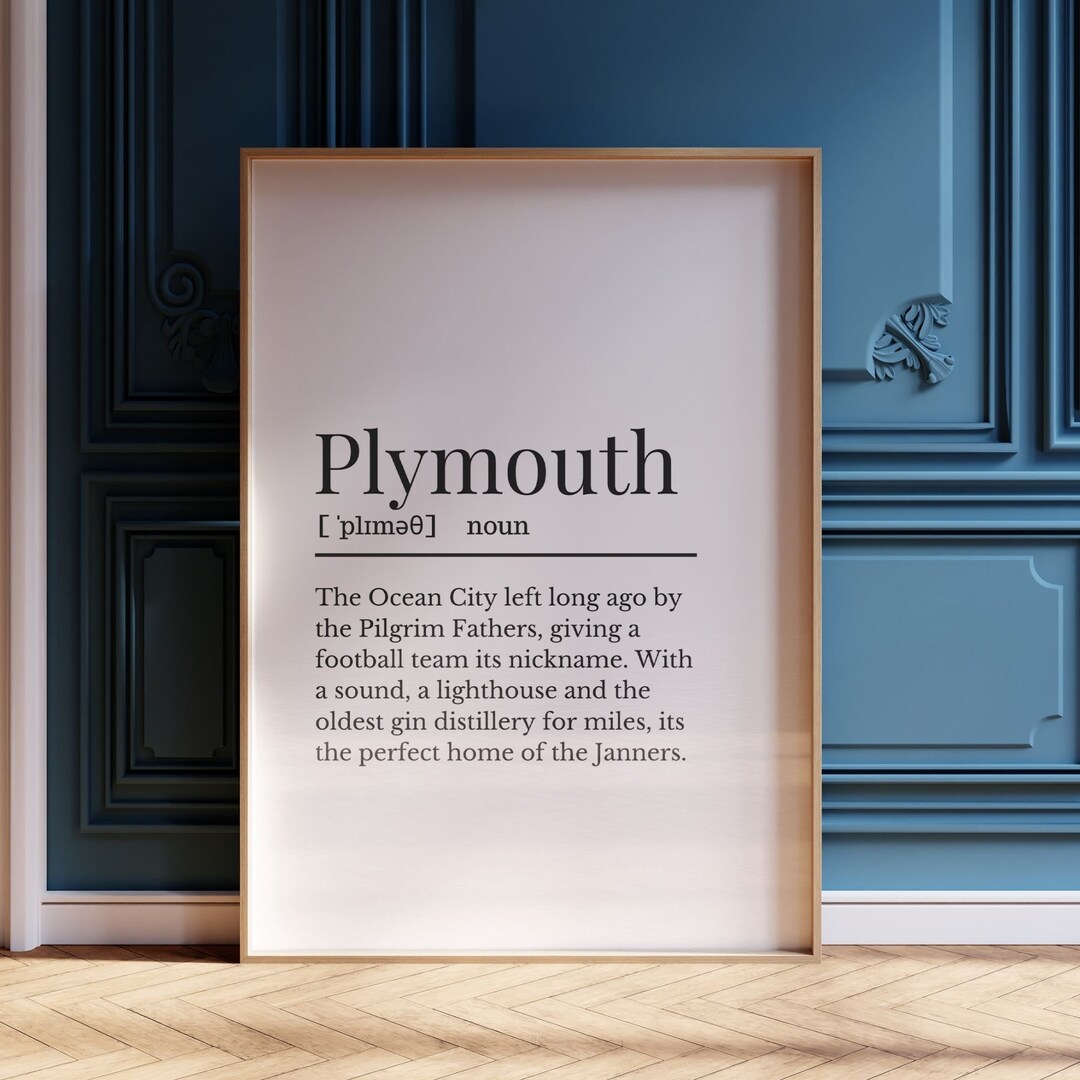 Plymouth Definition Print Plymouth Wall Print UK Cities Wall Etsy