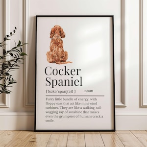 Cocker Spaniel Definition Print, Wall Print for Cocker Spaniel Dog Owner, Cocker Spaniel Dog Print, Gift for Spaniel Dog Owner