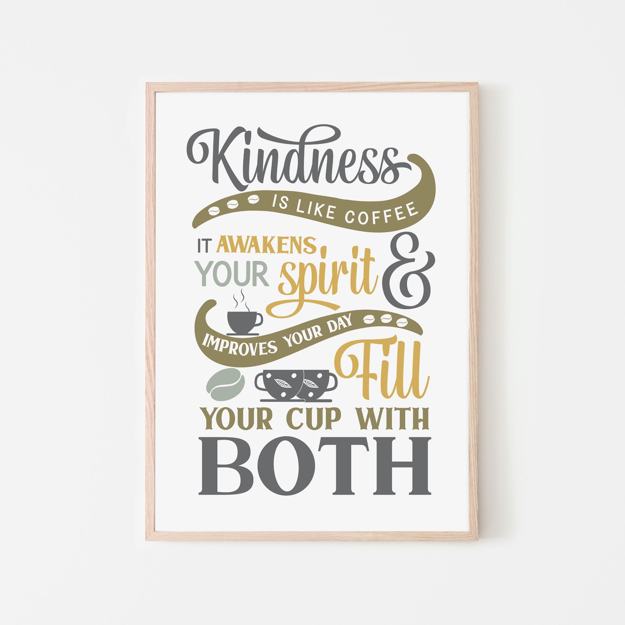 Kindness is Like Coffee Wall Print Coffee Print for your Etsy