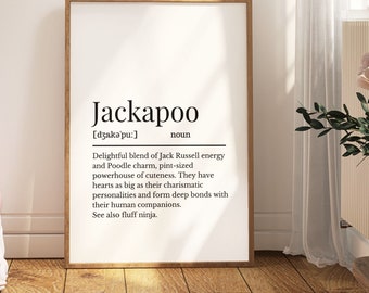 Jackapoo Definition Print, Wall Print for Jackapoo Owner, Jackapoo Print, Dog Owner Gift, Jackapoo Mum, Jack Russsell Poodle Cross Dog,