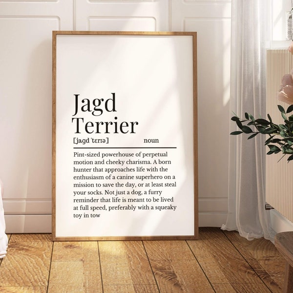 Jagd Terrier Definition Print, Wall Print for Jagd Terrier Owner, Jagd Terrier Print, Dog Owner Gift, German Dog Print