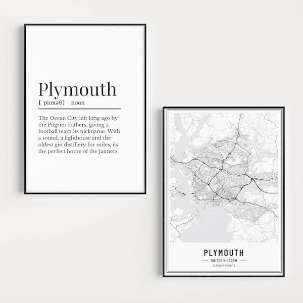 Plymouth Map Print Etsy UK