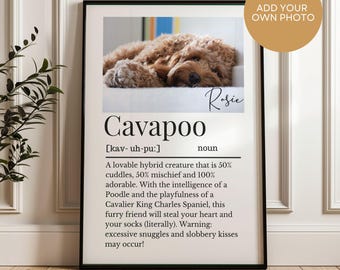 Cavapoo Photo Definition Print, Personalised Cavapoo Print