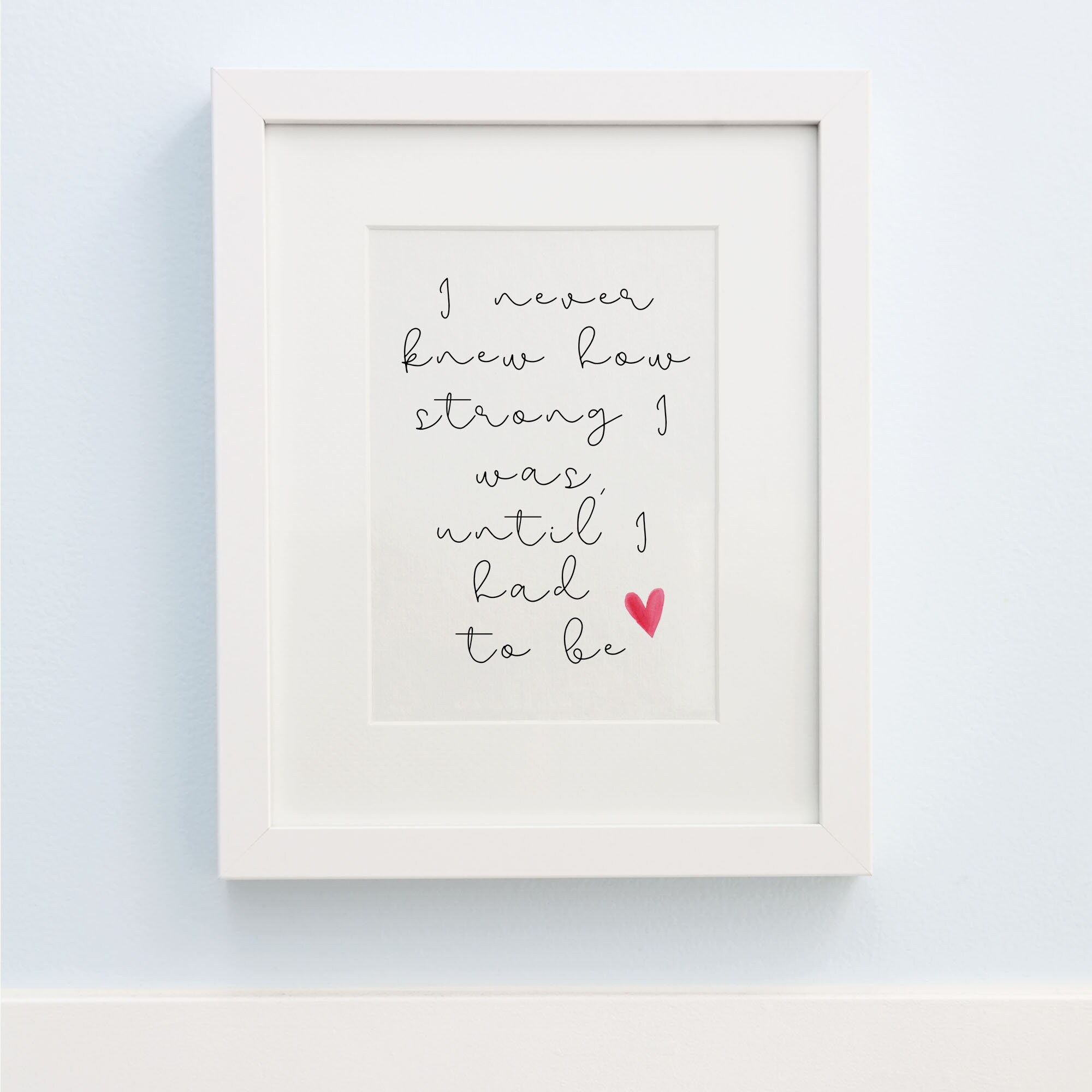 I Never Knew How Strong I was Until I Had to Be Inspirational Wall Print for Strong Women