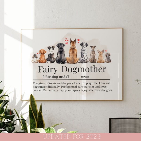 Fairy Dogmother Definition Print, Gift Idea for Dog Walker, Doggy Daycare Gift Idea, Dog Mum Gift, Dog lover Gift, Dog Sitter Gift