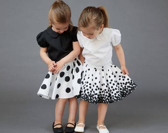 Organic baby & children's skirt «Little Magic» dotted girls' skirt monochrome rockabilly