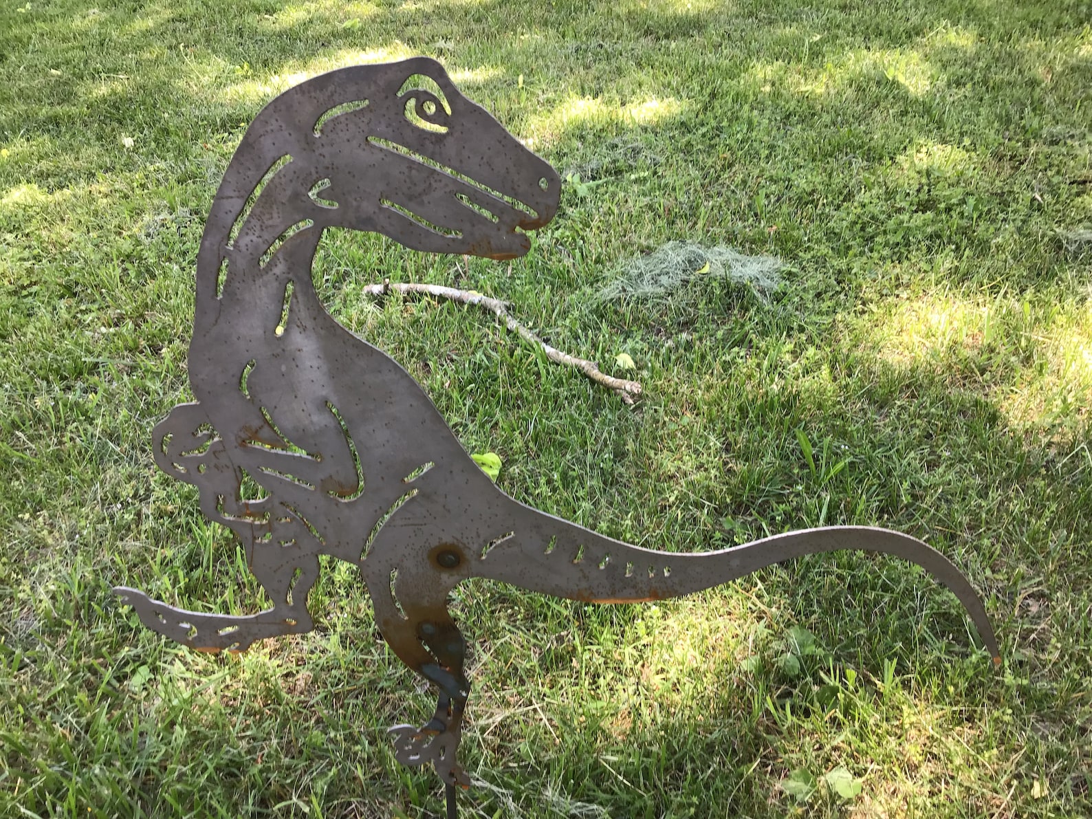 Dinosaur Yard Art Velociraptor Garden Stake Garden Accessories Etsy