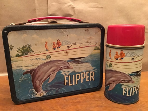 Flipper Lunchbox with Thermos Metal Lunchbox Vintage … - Gem