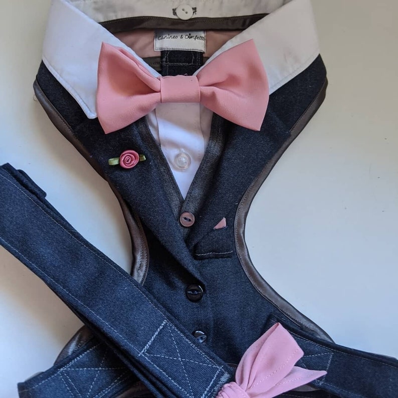 Dog Wedding Suit Harness in your Wedding Colours. Luxury Etsy