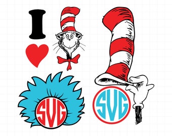 Cat In The Hat SVG, Dr. Seuss Svg, Svg Files, Cricut Files, Silhouette File, Instant download,t-shirt,Digital designs