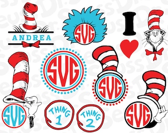 Cat In The Hat SVG, Dr. Seuss Svg, Svg Files, Cricut Files, Silhouette File, Instant download,t-shirt,Digital designs