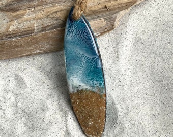 Surfboard ornament, Resin art ornament, original art, beach art, ocean art