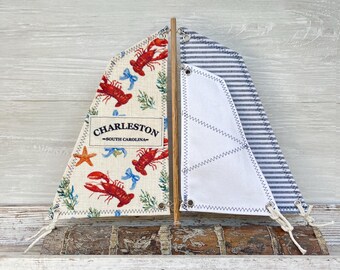 Lobster Sailboat, driftwood sailboat, sailing decor, sailboat art, nautical decor, nautical art