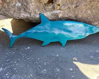 Shark, Resin Art, Wall Art, Decor, Beach, Beach Decor