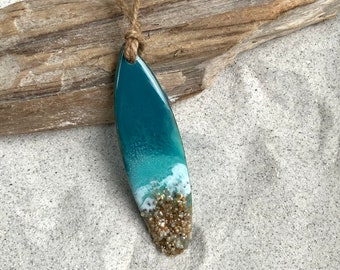 Surfboard ornament, Resin art ornament, original art, beach art, ocean art