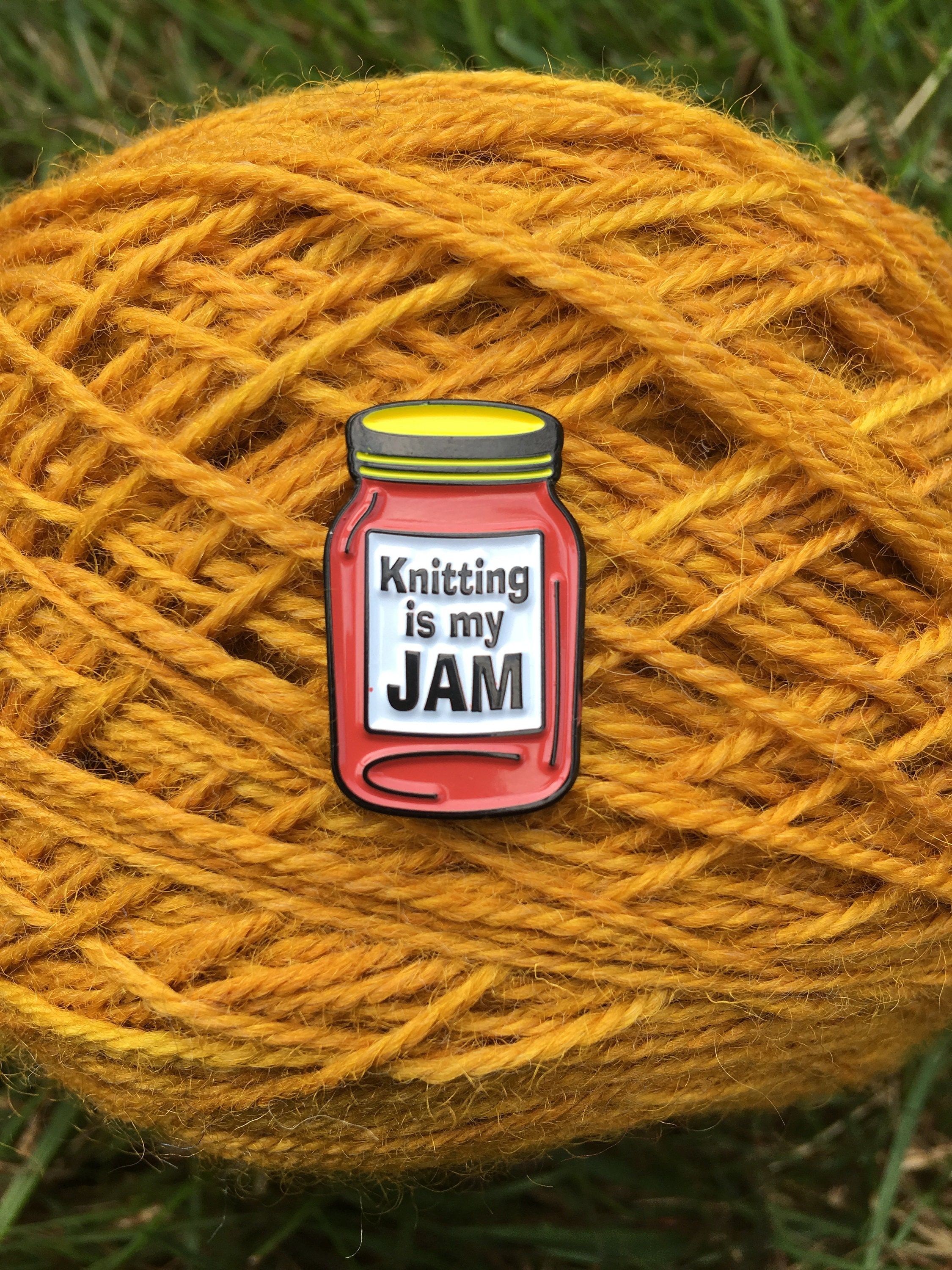 Knitting is my Jam Enamel Pin