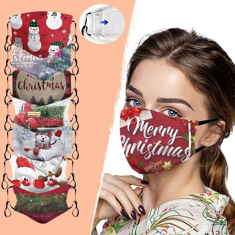 Set of 5 Christmas Face Mask Washable Face Mask Christmas image 0