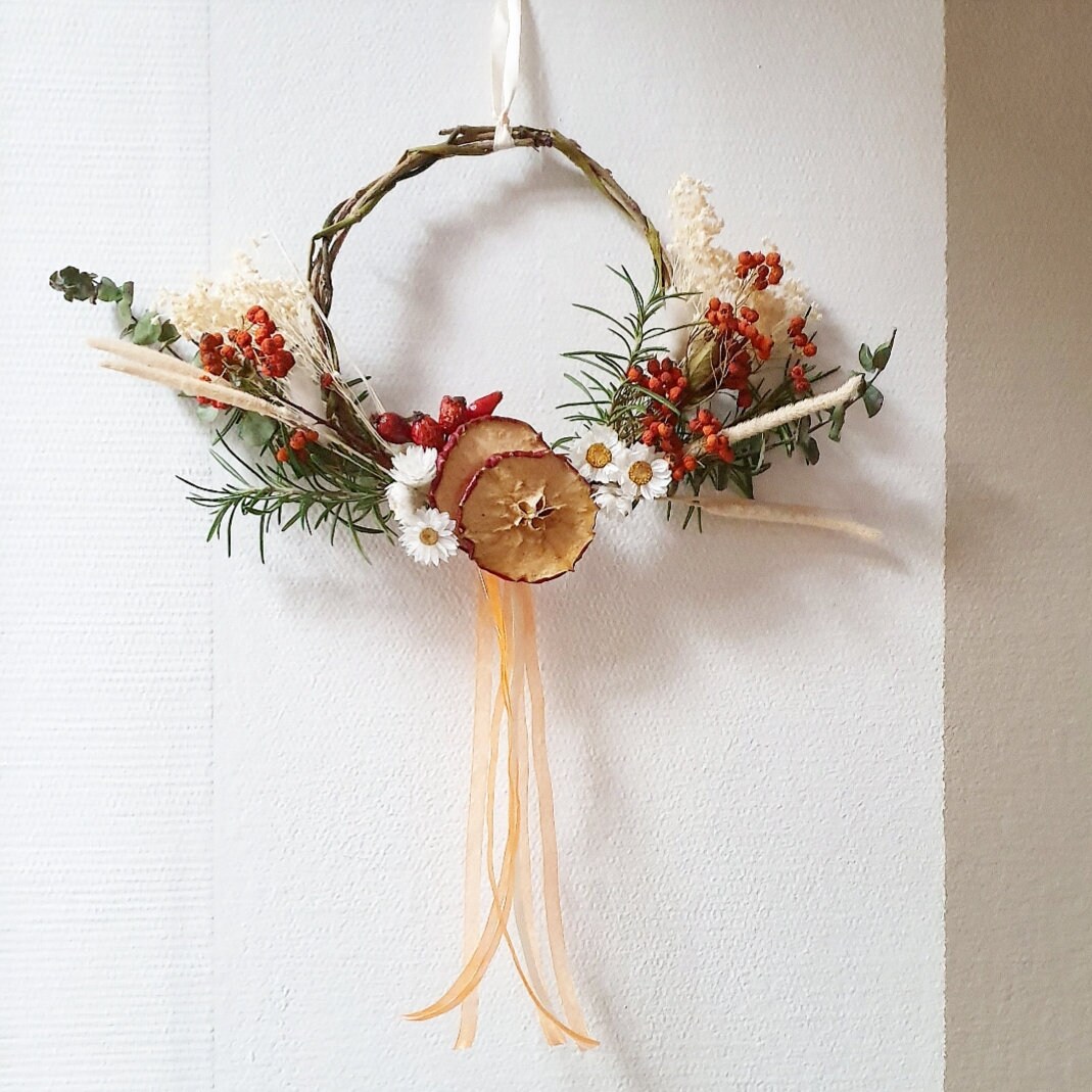 Couronne de Fleurs Séchées Pom, Pom, Pom