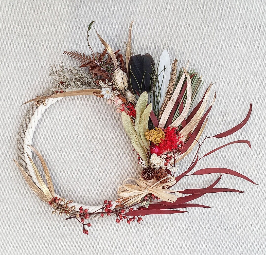 Couronne de Fleurs Séchées Grenat