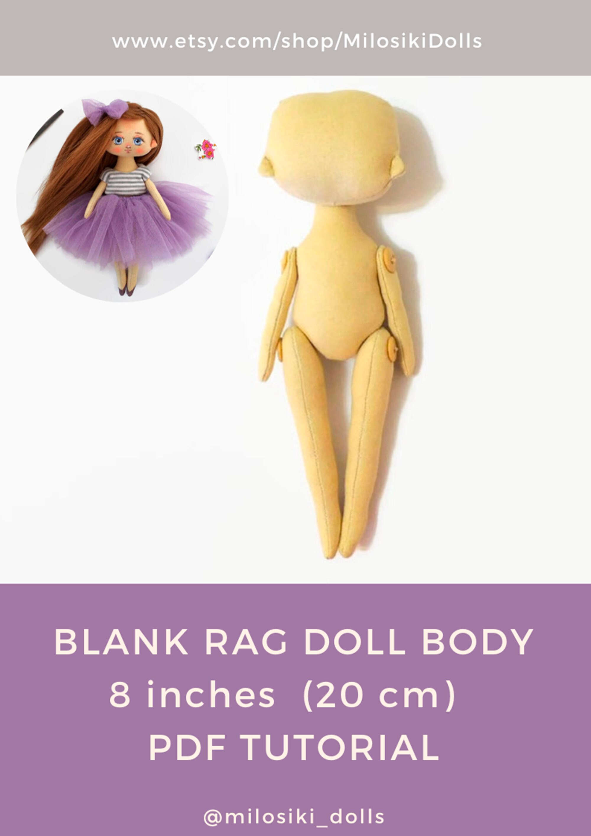 PDF Rag doll pattern and tutorial 8 20cm Rag doll how Etsy