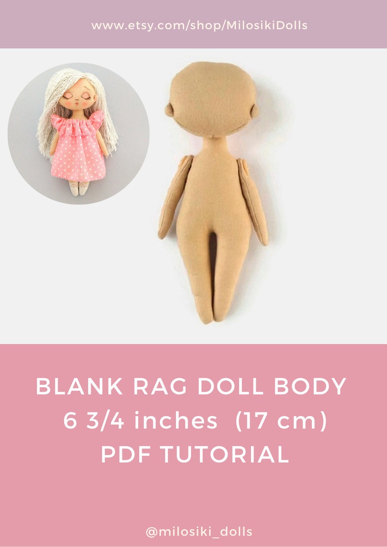PDF Rag doll pattern and tutorial 6 3/4 17cm Doll body Etsy