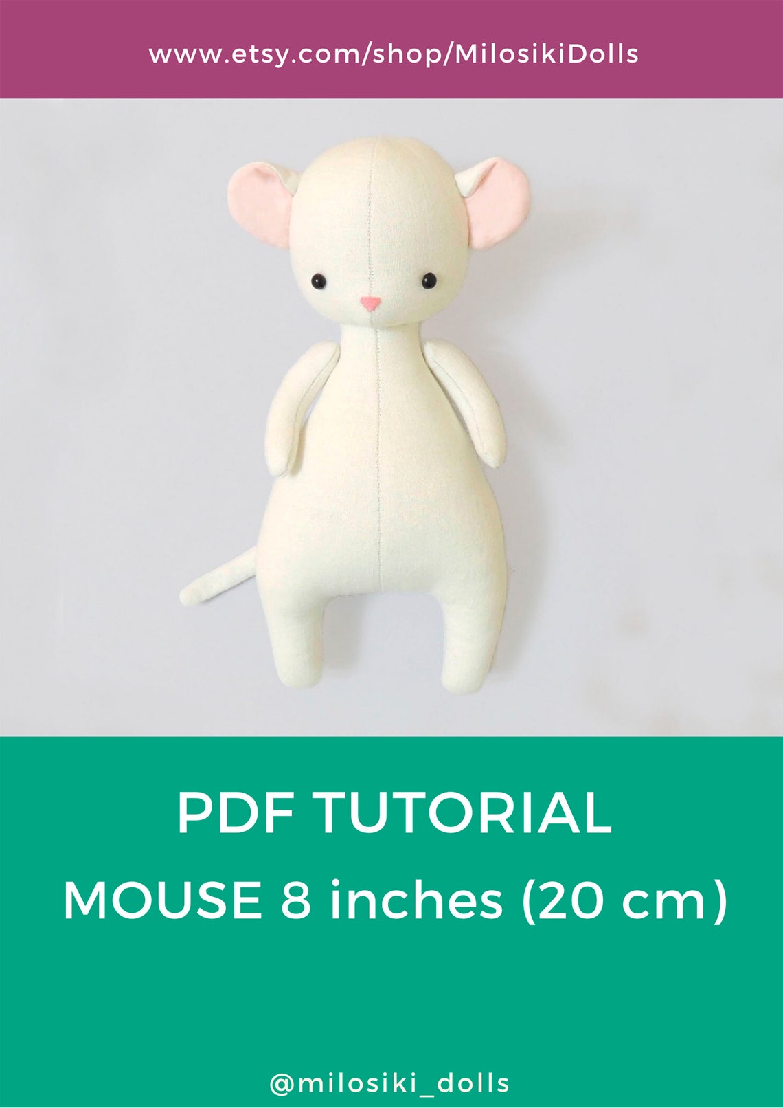 PDF tutorial mouse 8 20 cm Soft rat sewing tutorial Etsy
