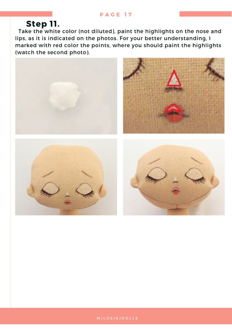 PDF Painting doll's face tutorial Rag doll pattern Stuffed Etsy