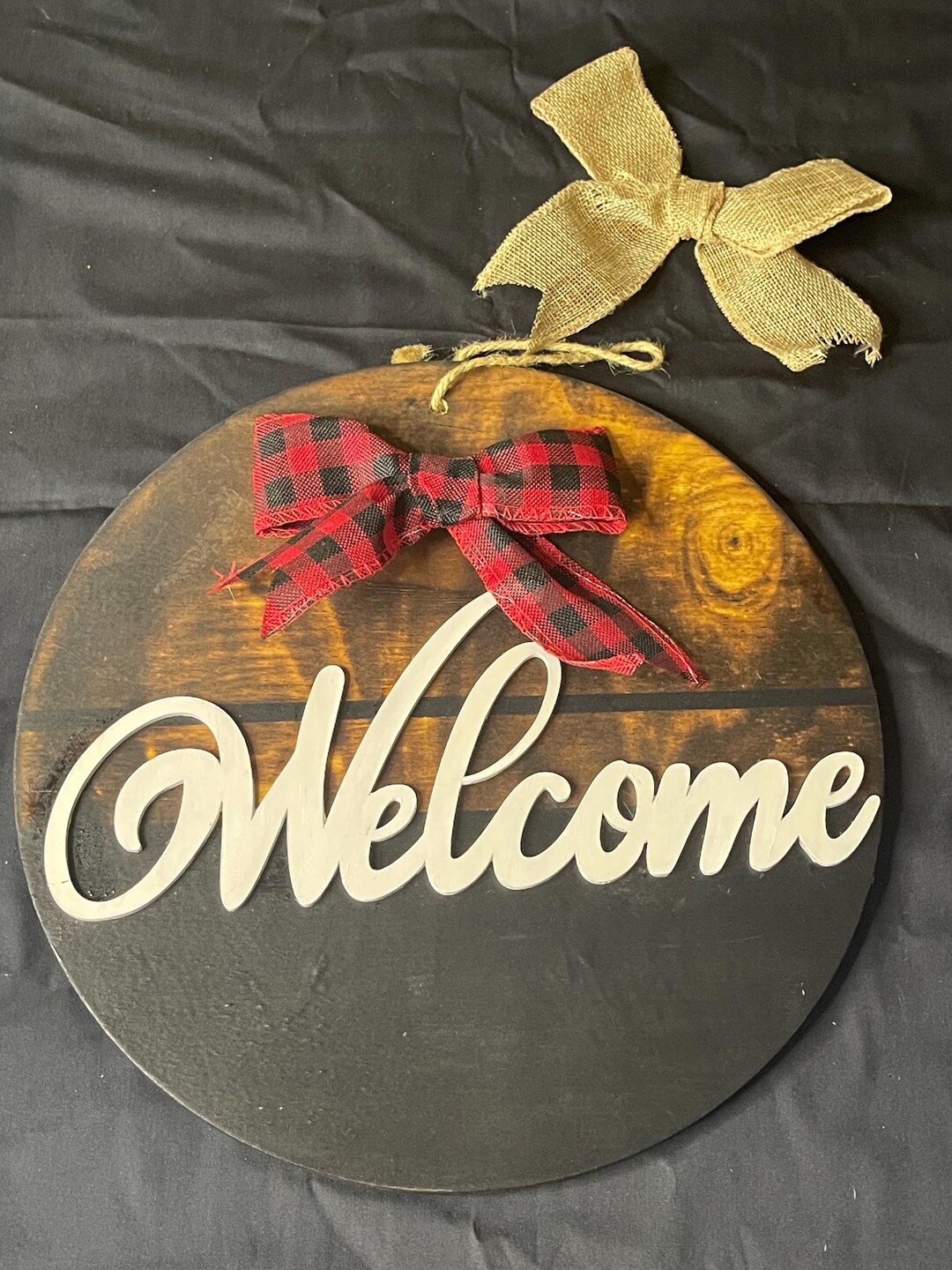 Welcome 12 in Round Door/wall Sign “welcome” - - Extra Bow - Etsy