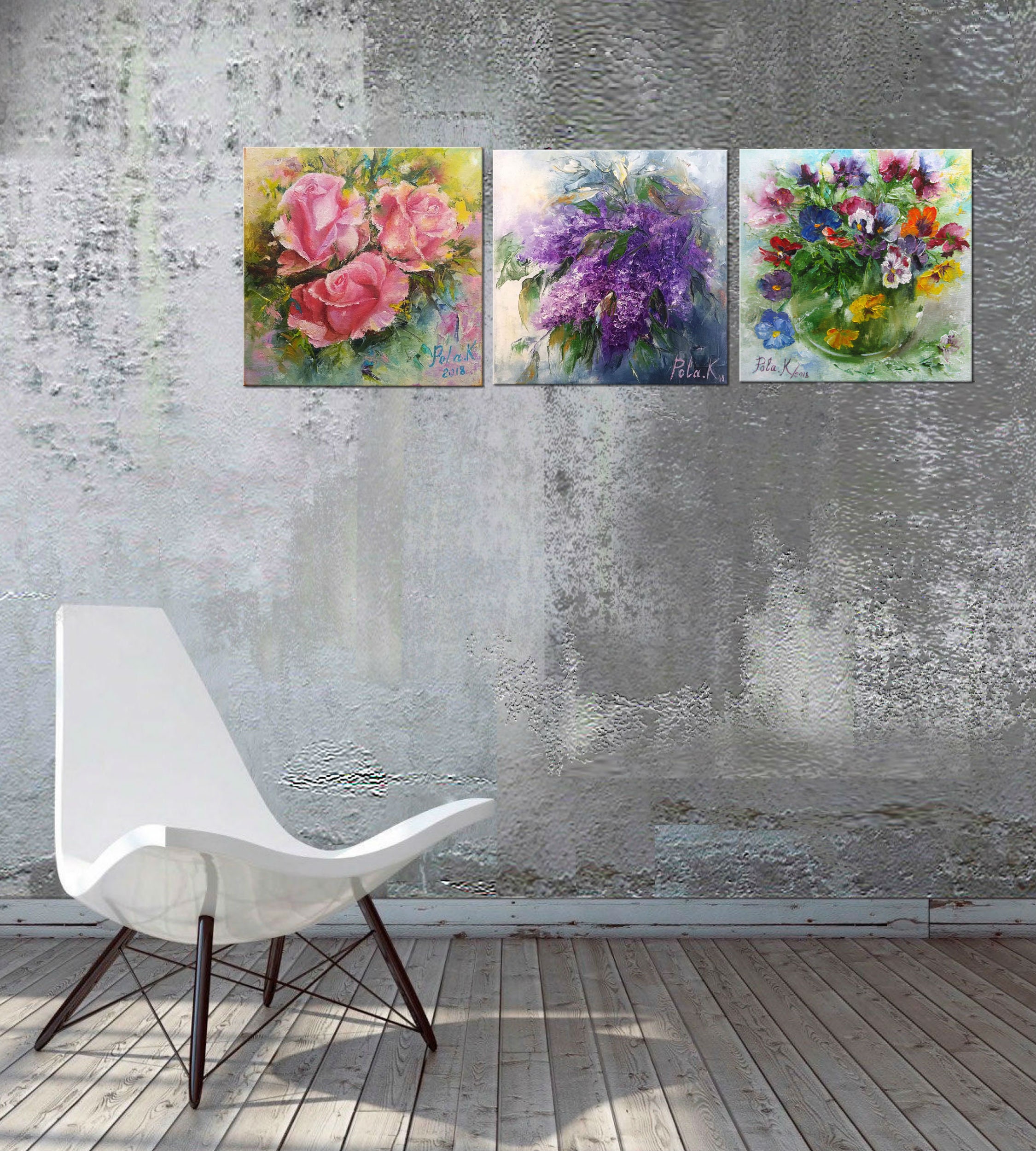 Lilac painting original. Purple wall art canvas. Flowers art Etsy