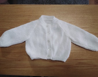 Handknitted White Newborn Baby  Cardigan