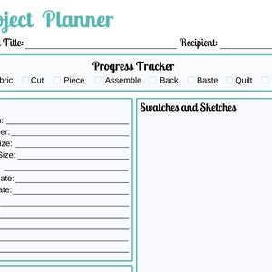 Printable Quilt Project Planner by Modern Cottage Quilts - Etsy
