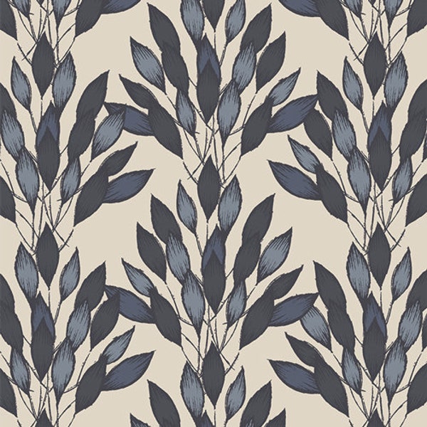 Haven Collection - Brushed Leaves Gris Print - By Amy Sinibaldi for Art Gallery Fabrics